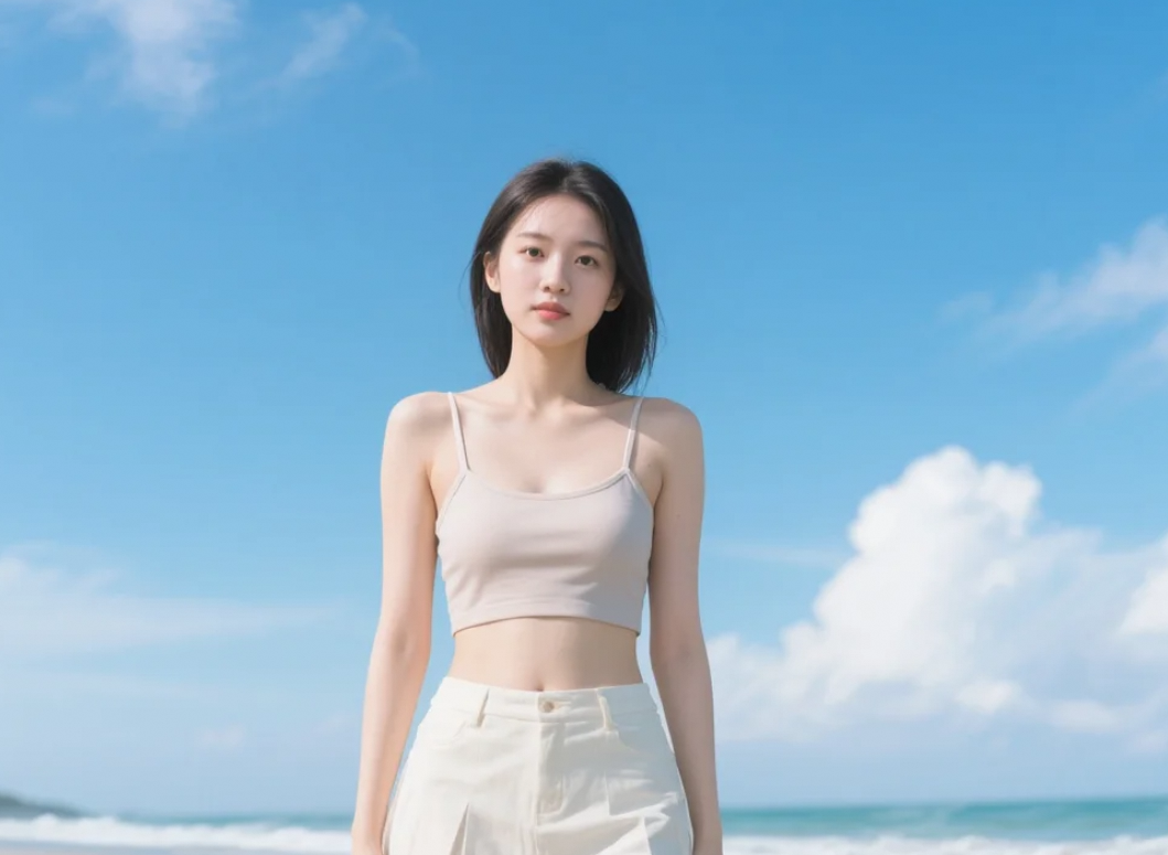 夏日海滩大片：她转身的瞬间太惊艳