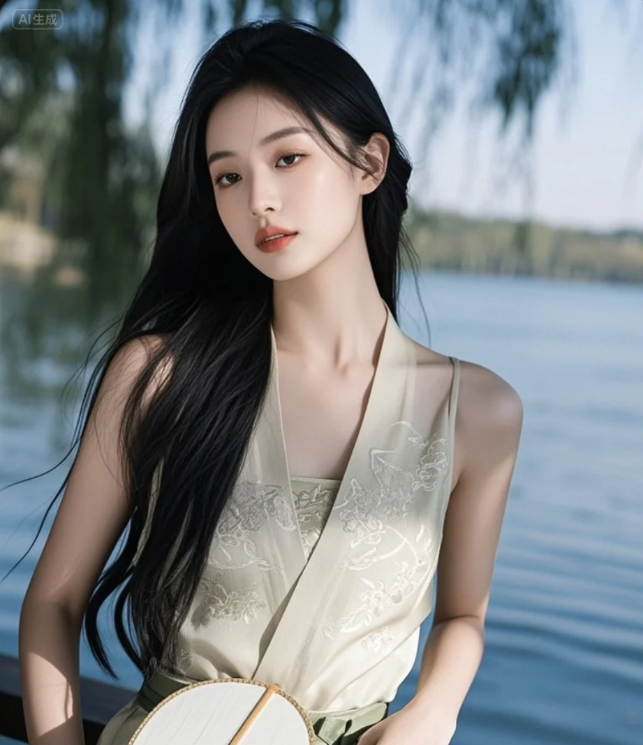 她不动，却让整个湖面泛起涟漪