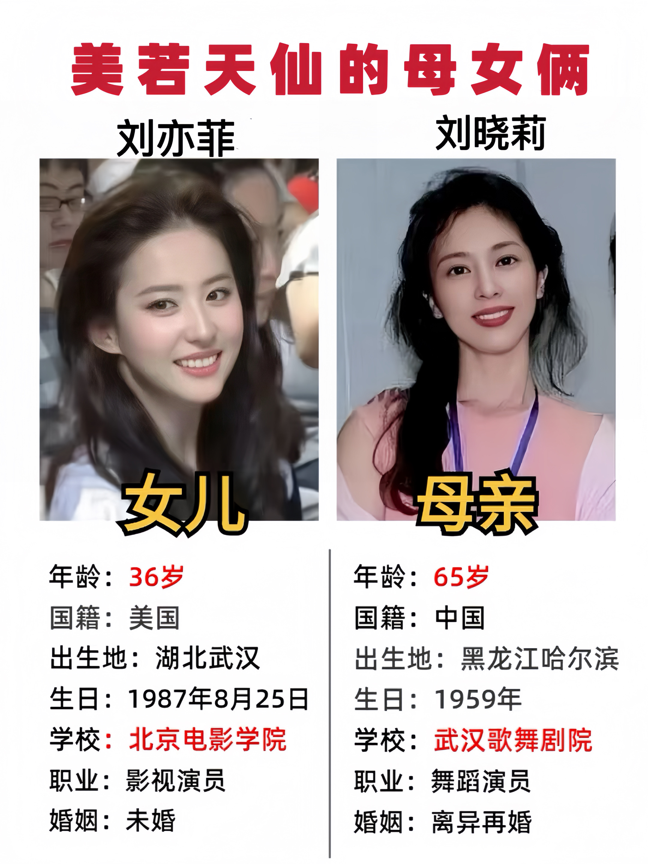 美若天仙的母女，惊艳众人