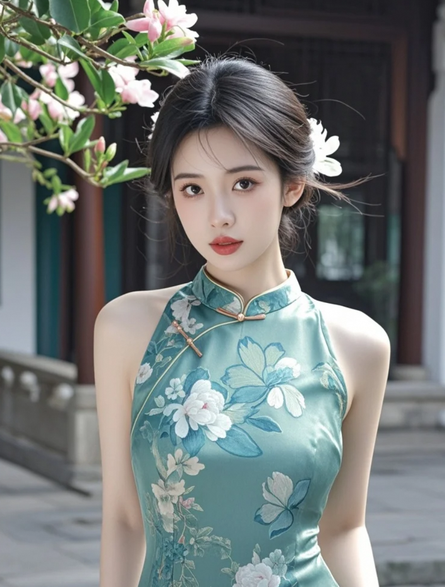 她穿旗袍像被《诗经》吻过的妖精，连纽扣都写着‘危险’！
