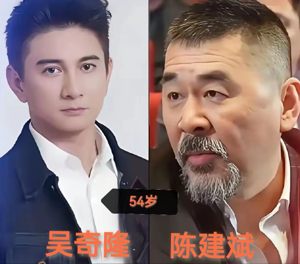 他们年龄差不多，但是这差距太大了。

吴奇隆和陈建斌，年龄差不多，但是感觉差10