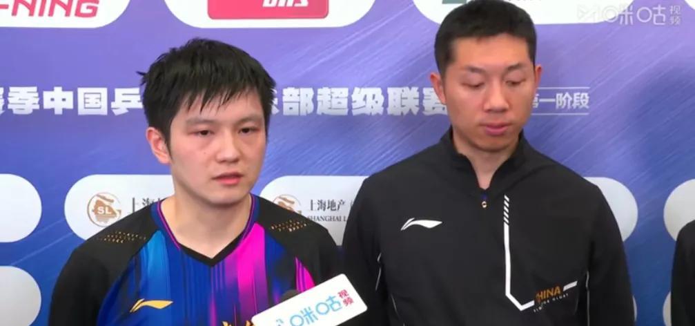 上海地产3比2战胜汕头明润后，上海队接受采访：
[话筒]@樊振东 ：作为运动员本