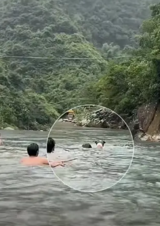 “有时你不信命真不行！”广东清远,，几个男子在河里游泳，其中一人突然体力不支，开