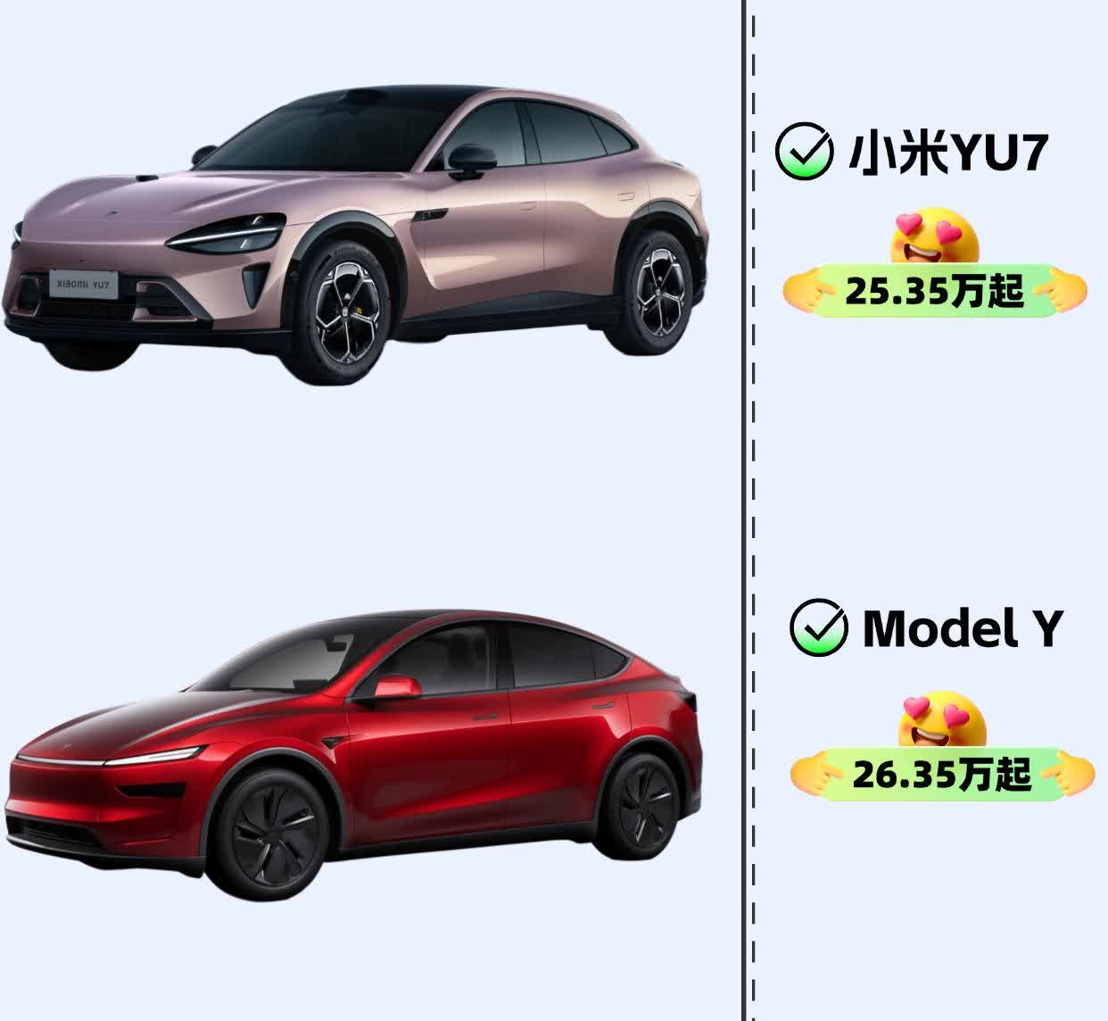特斯拉Model Y迎来了劲敌了，小米YU7便宜一万，3分钟干出了20万台大定，