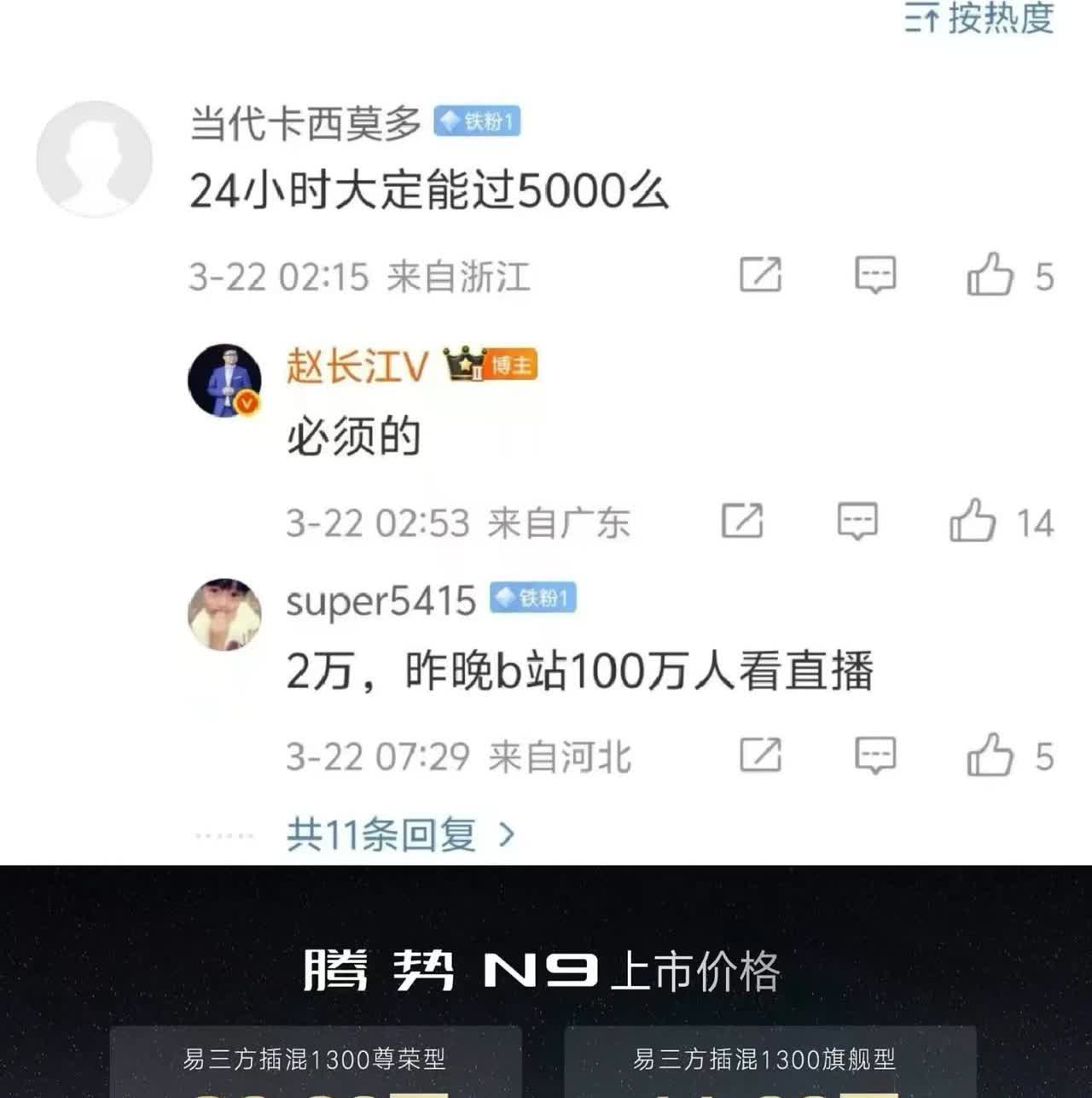 赵长江终于能够扬眉吐气一次了！大定超过5000，热度超过100万！实际订单会随着