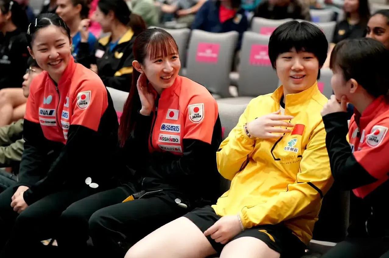 4月13日澳门世界杯，没比赛之前队员们多么开心快乐。
张本美和，早田希娜，蒯曼，