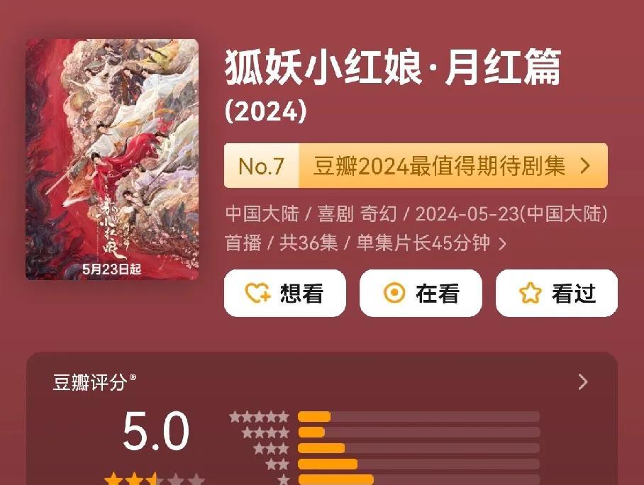 杨幂主演的红月篇 热度最高破9000，只有一天 全集有广告，开播前招的，评分5.