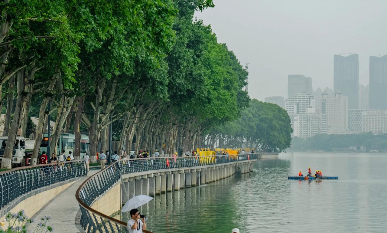 #分享城市新鲜事#雨霁东湖，游客如潮
雨停日丽，武汉东湖绿道迎来游客潮涌。阳光洒