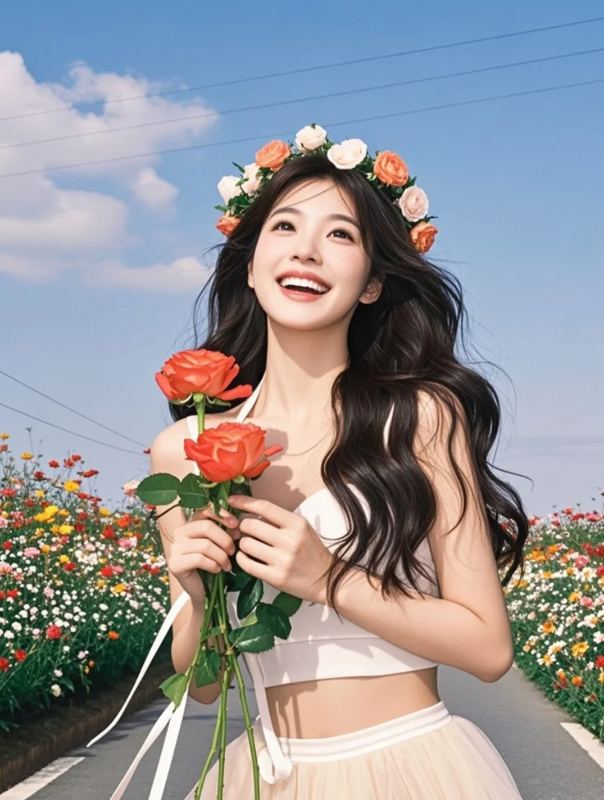 她在花影里抬眸，我却忘了呼吸