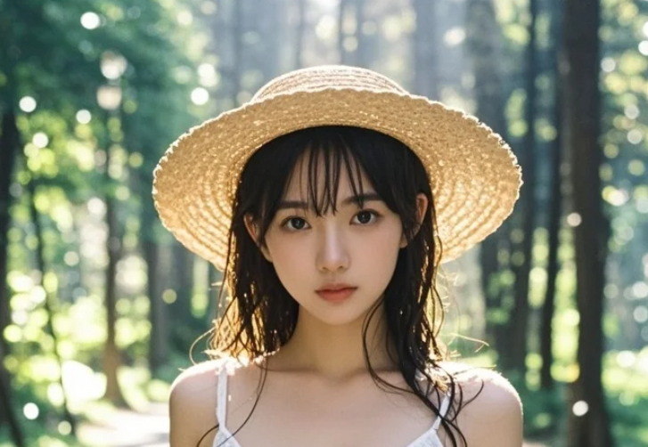 她的美丽，如同林间盛开的花朵一样独一无二。