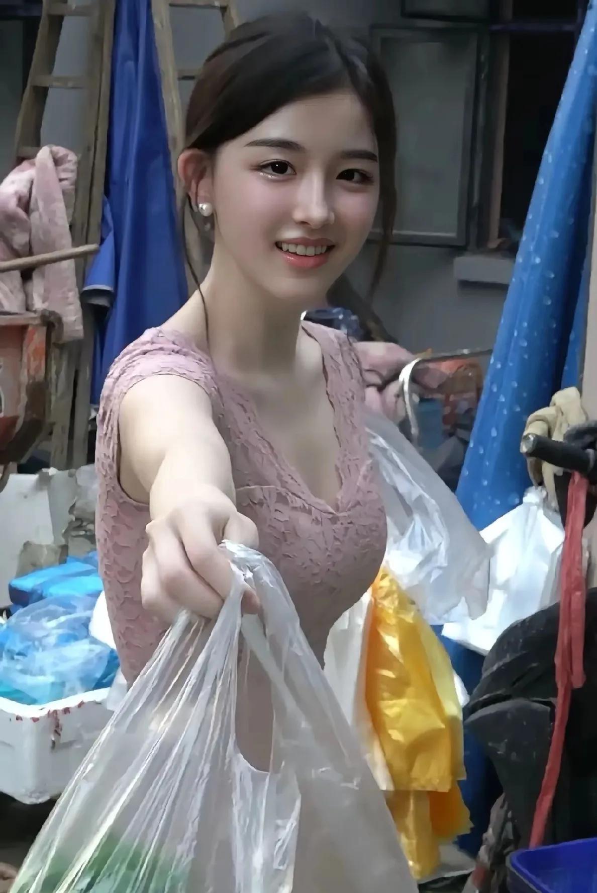 现在不管什么行业都卷，卖个菜也得画个精致的妆，还有一身漂亮的服装，重点还要颜值高
