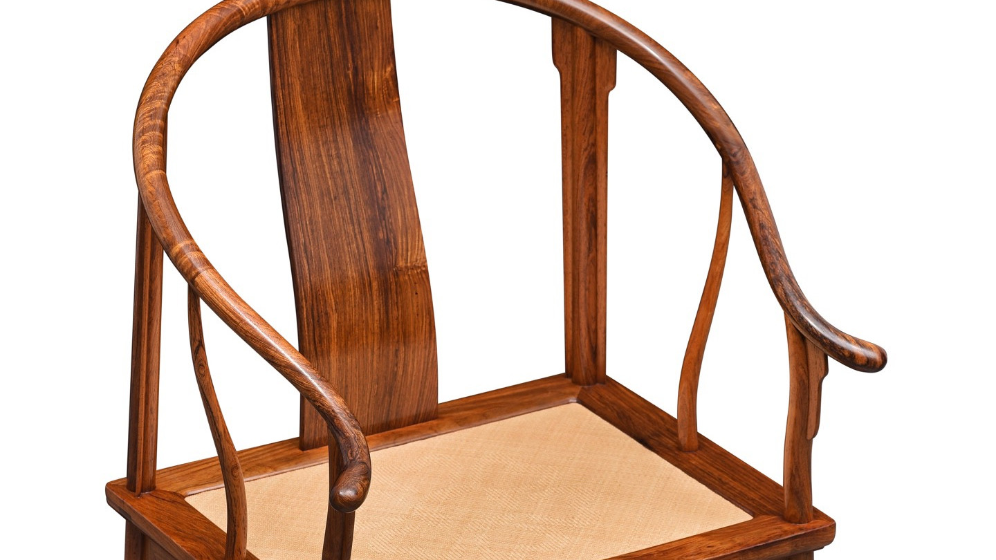 天圆地方，文人雅韵，黄花梨明式藤面圈椅