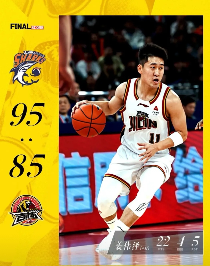 吉林男篮客场负于上海男篮，不过前三节表现相当出色，战术运用得当，球员能力尽显，让