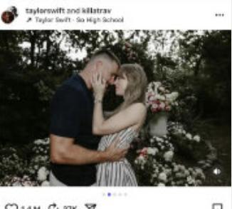 霉霉订婚在社交媒体宣布与男友特拉维斯·凯尔斯（Travis Kelce）订婚~