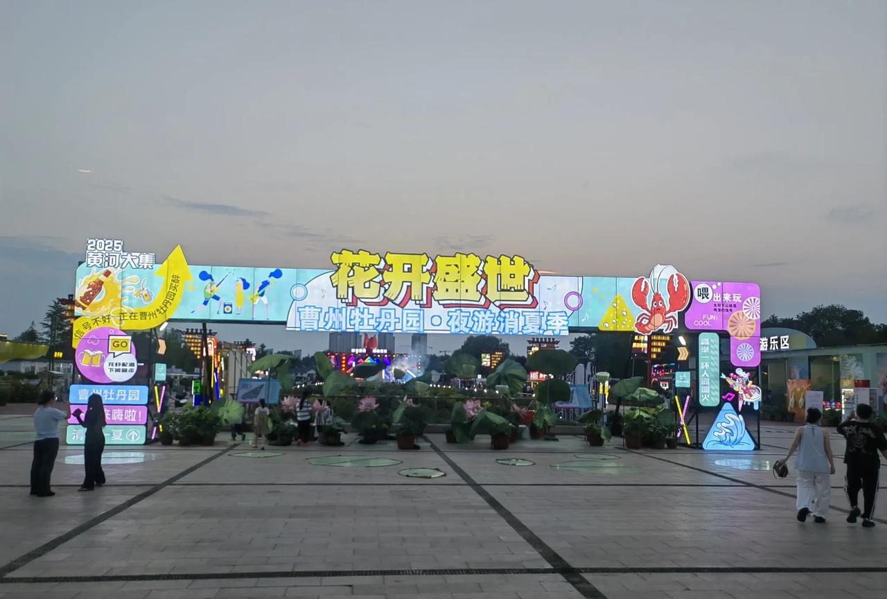 昨晚吃过晚饭，娃儿说，想去曹州牡丹园转转。这一段时间有夜游消夏季，持续两个月时间