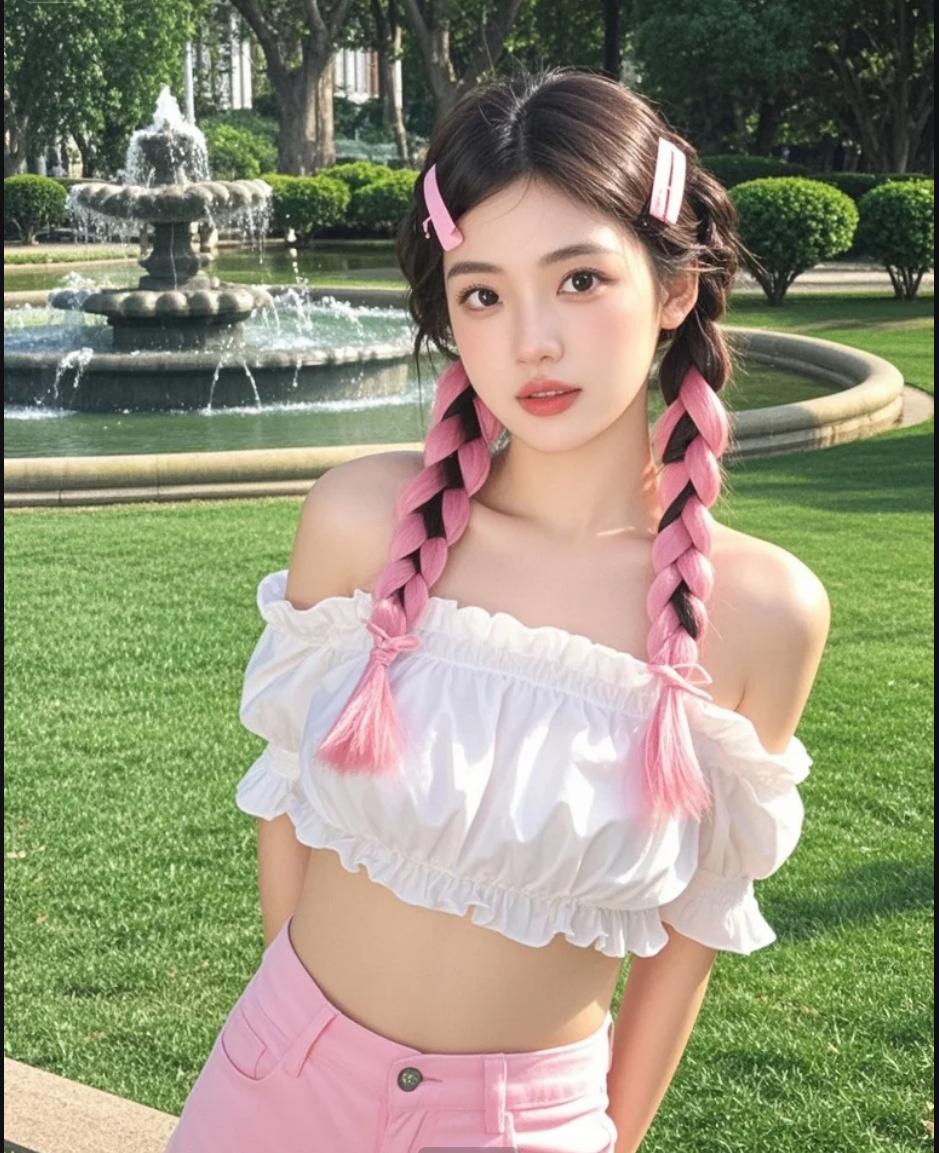 粉色裙摆划过春天的弧线