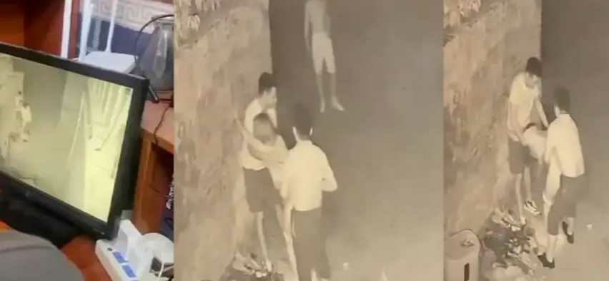 山东青岛女子街头醉酒后被两男子拉到路边监控视频流出女的站都站不稳还要被扶起来。路
