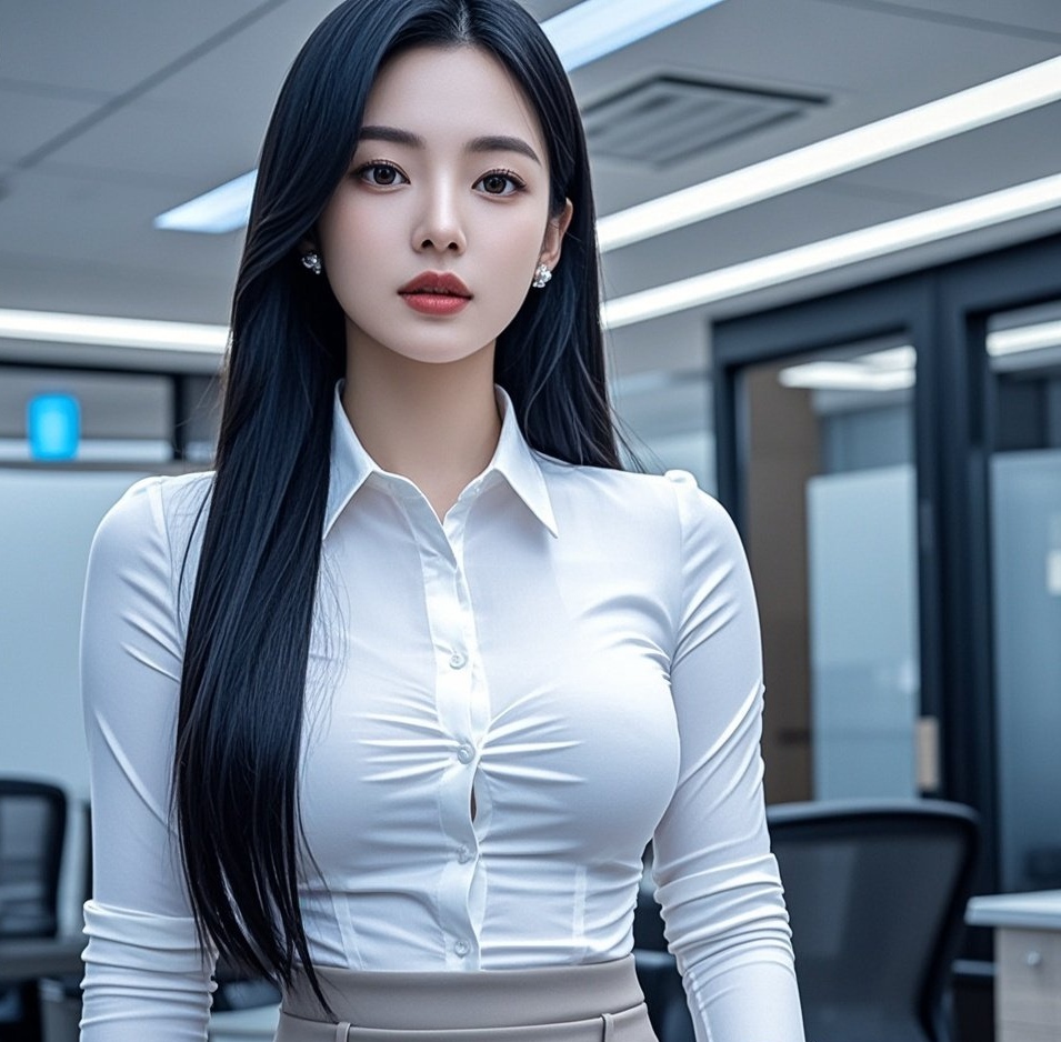 少妇衬衫裹纤腰，包臀短裙显妖娆