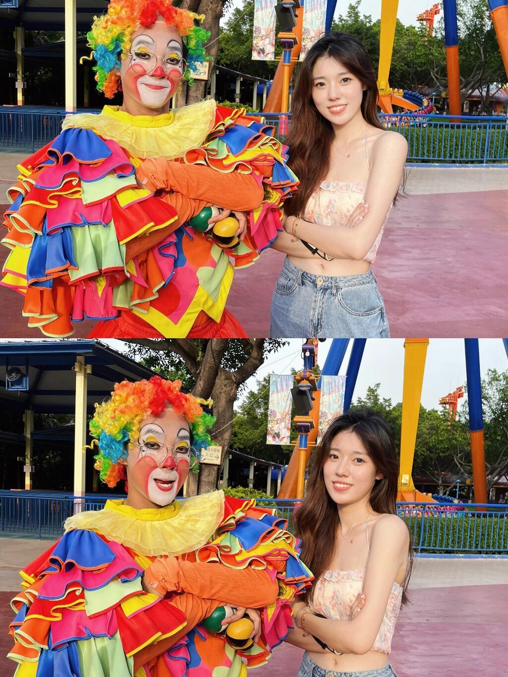 👉右滑帮我解锁和小丑合照游乐园真的好治愈～