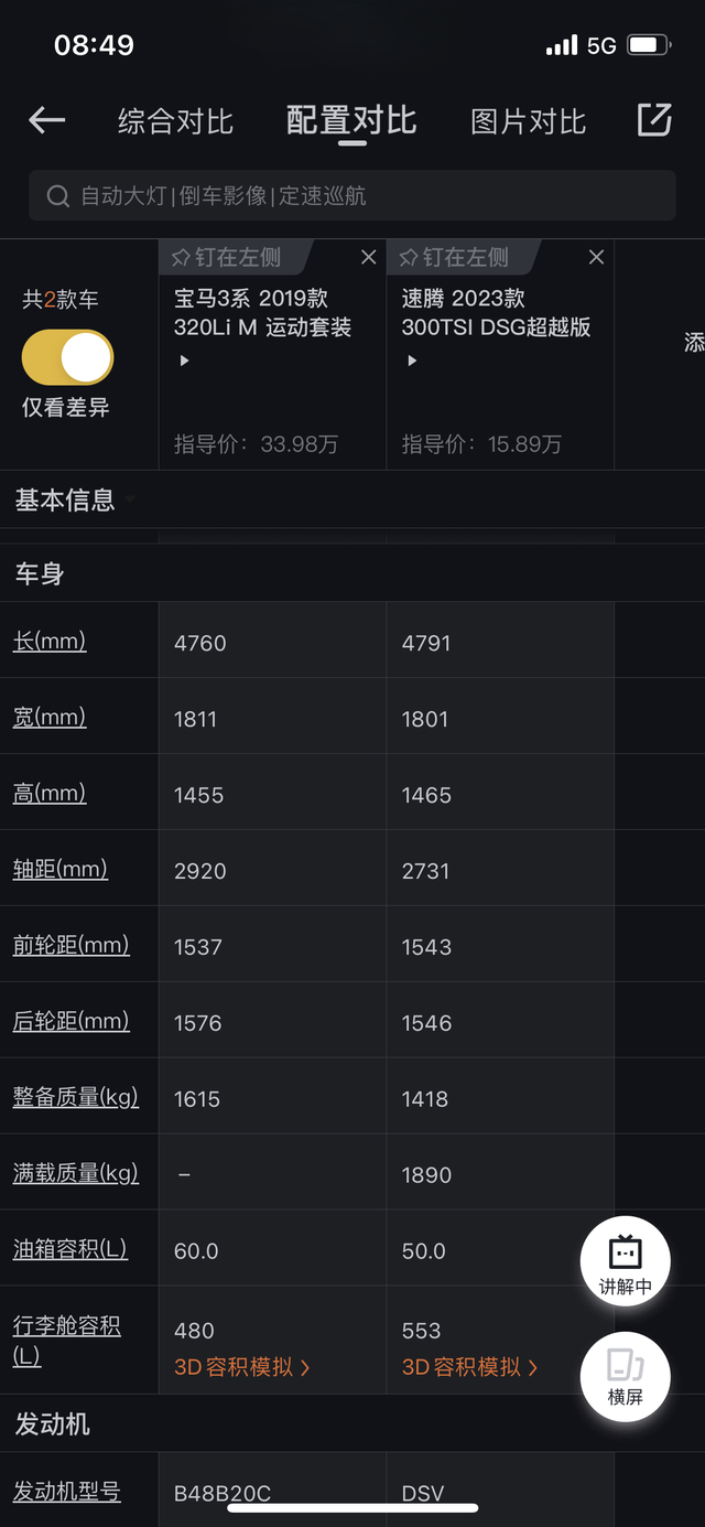 速腾比老三系还长一点离谱
怪不得我一个开老三系的朋友说我的车看起来不小，原来确实