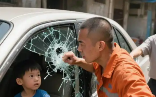 45度快递员砸碎窗救小孩