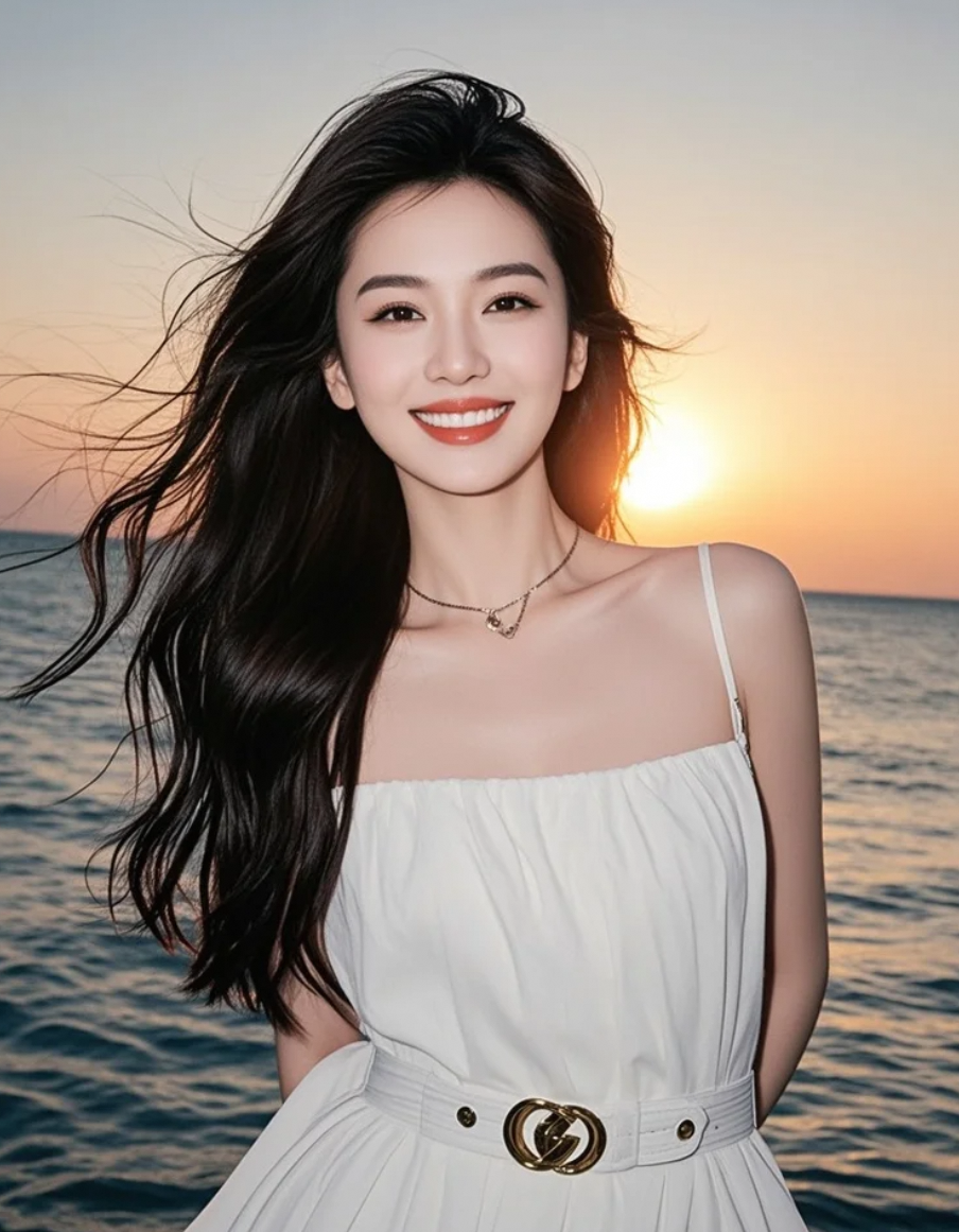 她跳跃，裙摆如花在暮色中绽放