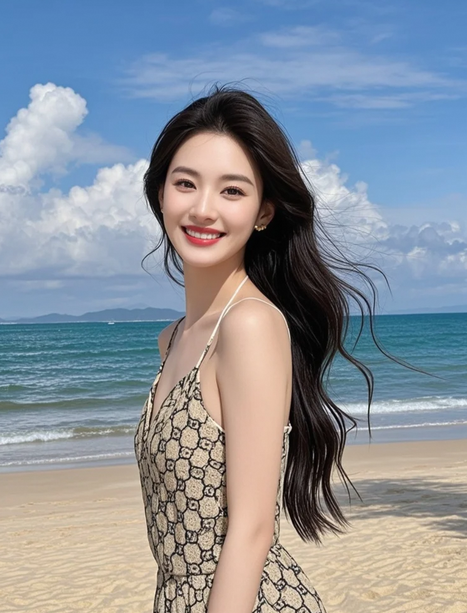 海风撩起长发，思绪飘向远方