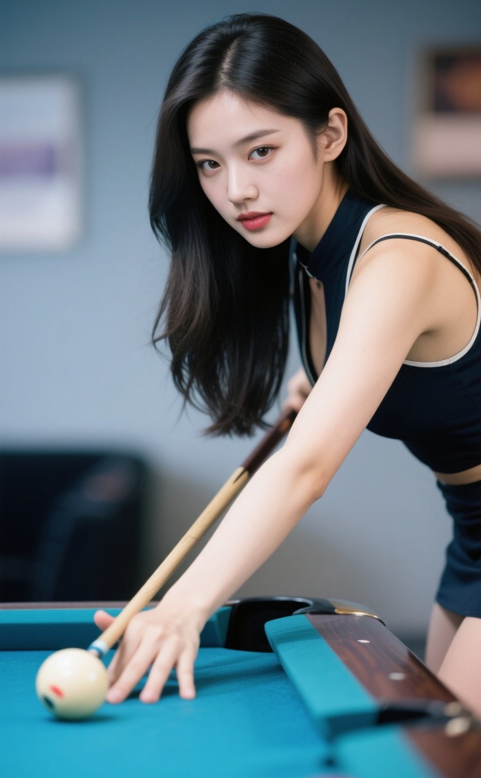 娇媚女郎教站位，玉指轻点显耐心