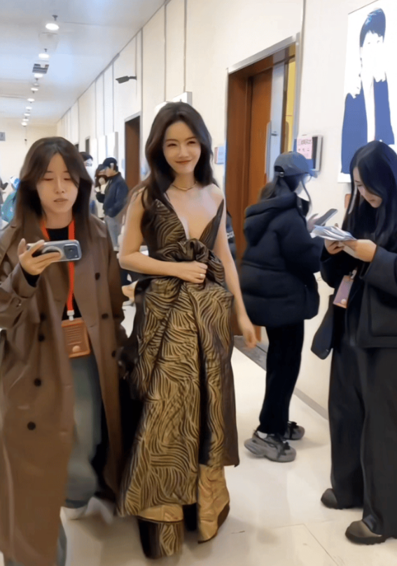 蔡文静这次真是美过头了，穿这套深V礼服太性感了！
