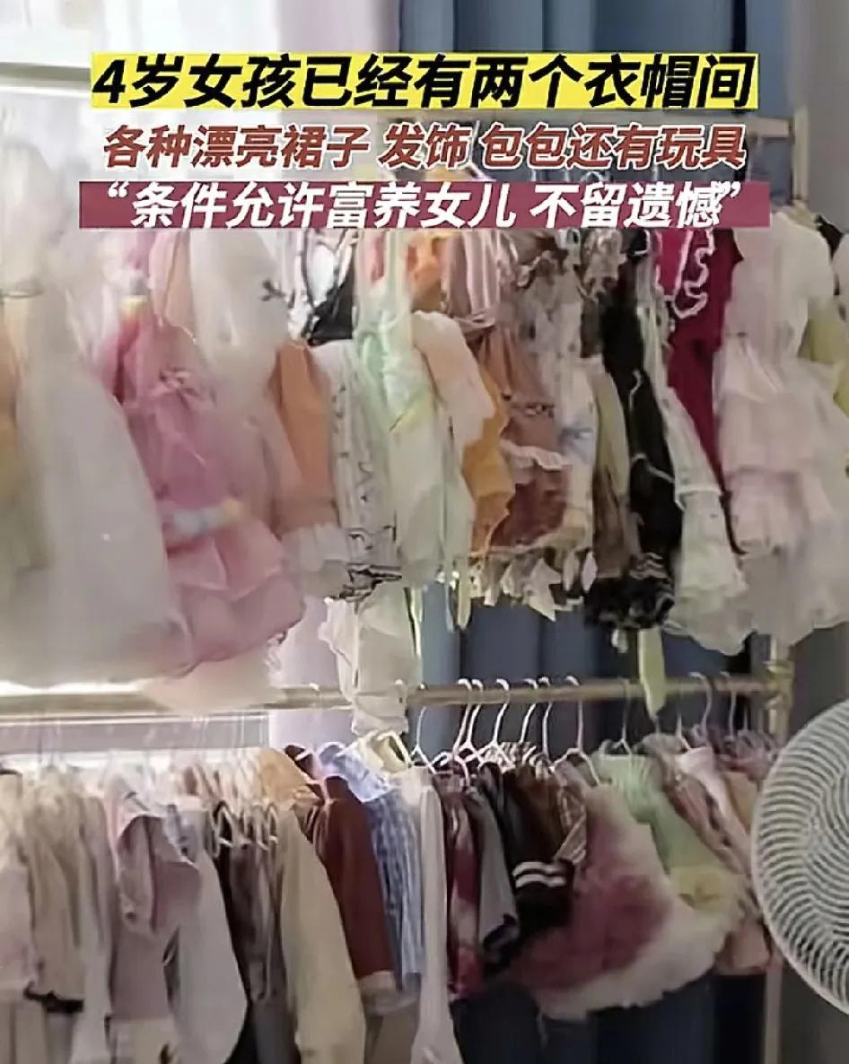 4月26日，安徽一位网友分享了自己家里专门为4岁女儿打造的衣帽间。他认为在自己有