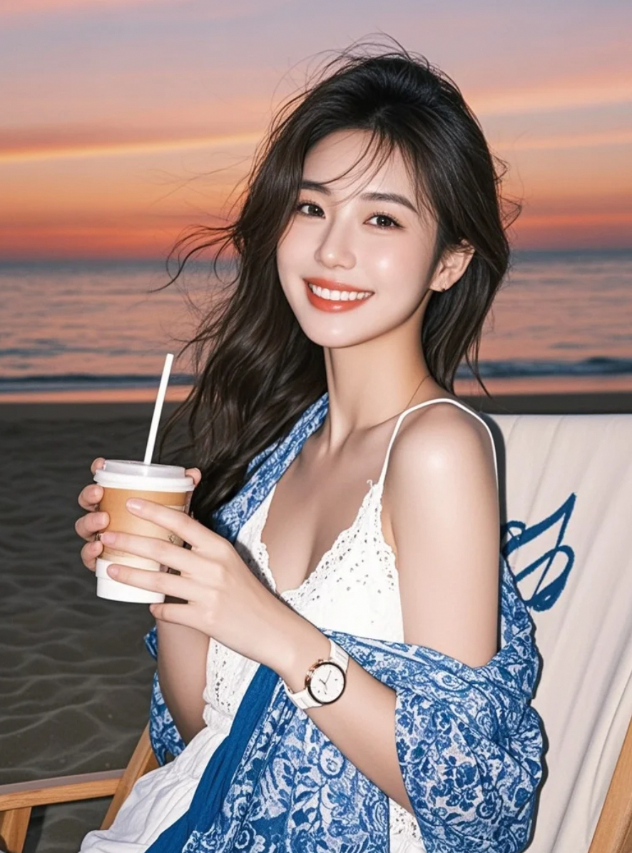 她在海边静静坐着，却坐进了我的心里最软处