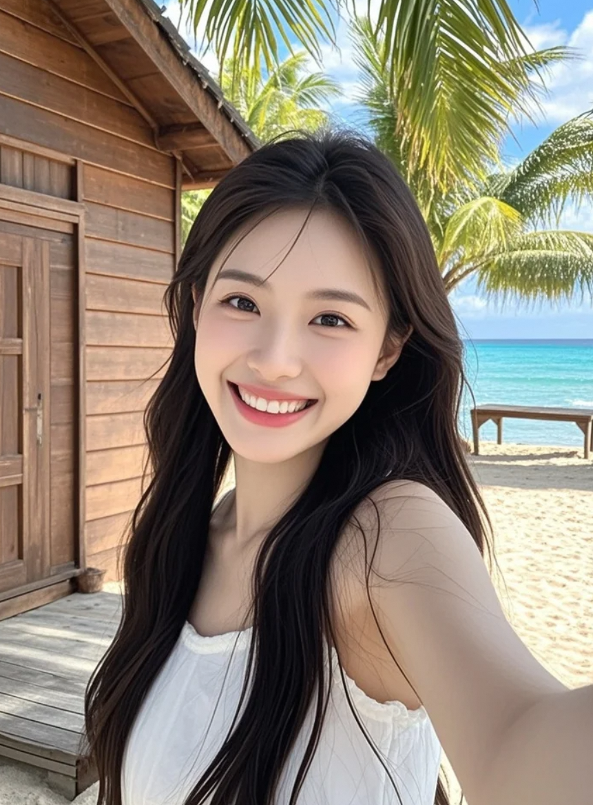 不是滤镜厉害，是大海太会衬托我了吧？