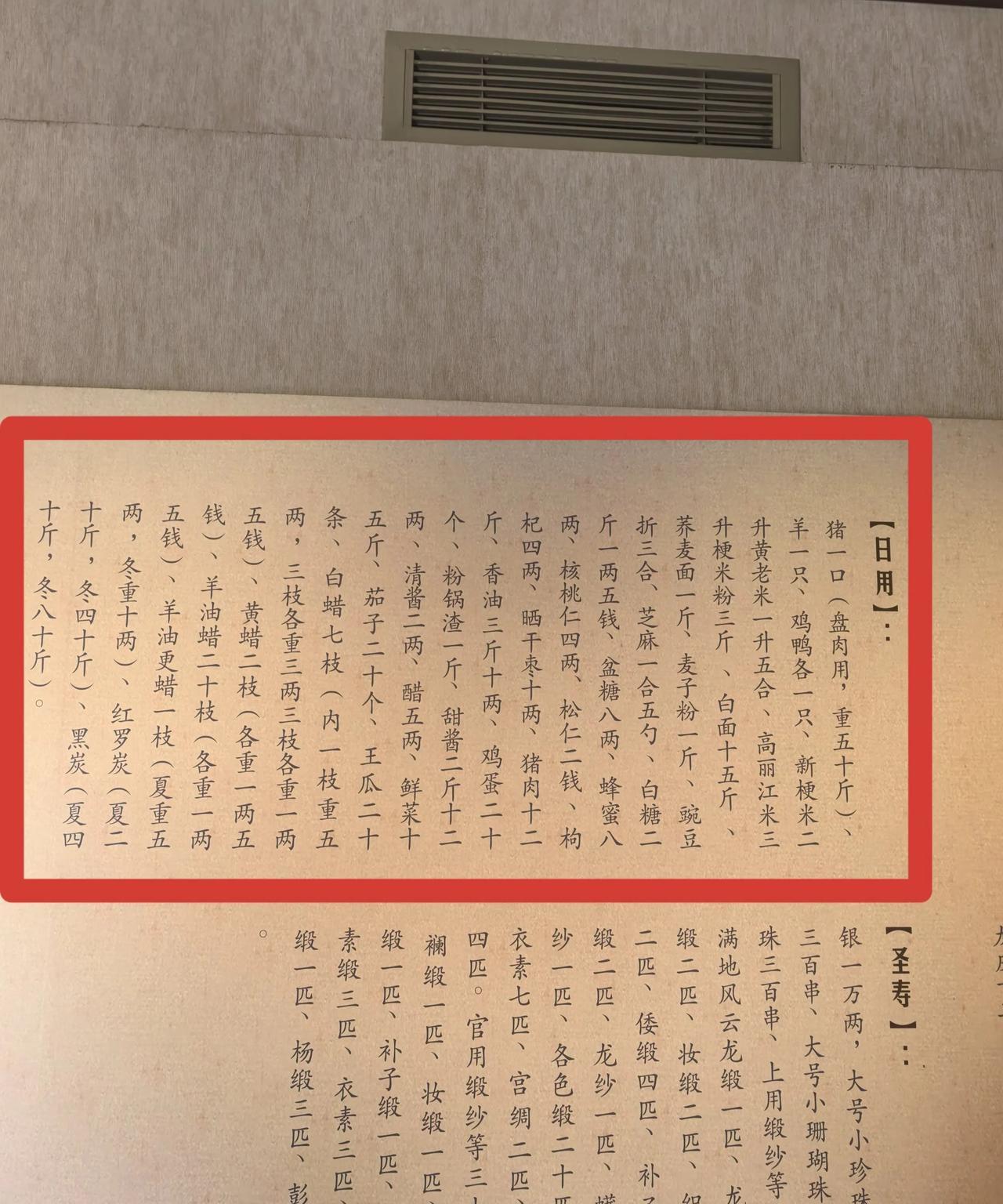 看看古代皇太后的日用花销，会不会太奢侈了？
日用明细:
1】猪一口(盘肉用，重五
