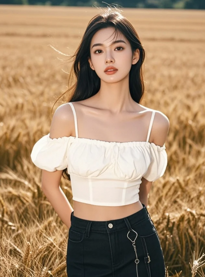 麦芒闪烁，如碎钻铺地，她踏着星光走向地平线。