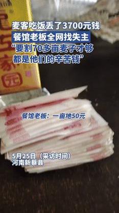 “看哭了！”驻马店，麦客吃饭遗失3700元，是割了70多亩地的血汗钱！不料，饭店