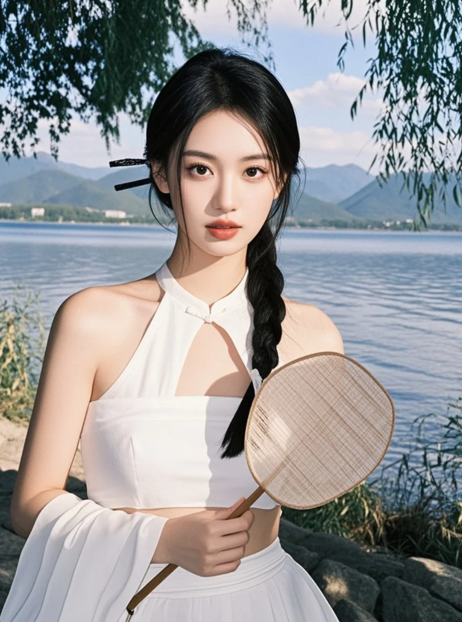 古风美人配上一把扇子，谁能不心动？