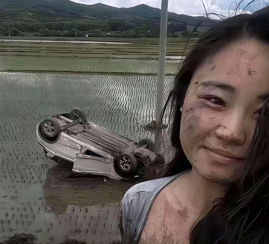小姐姐刚拿驾照就把车开进稻田里了，也是没谁了！不过万幸人没事，这比啥都强。车子嘛