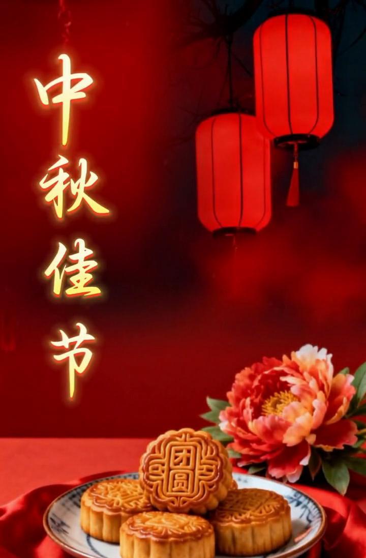 中秋佳节。
花好月圆，阖家团圆。