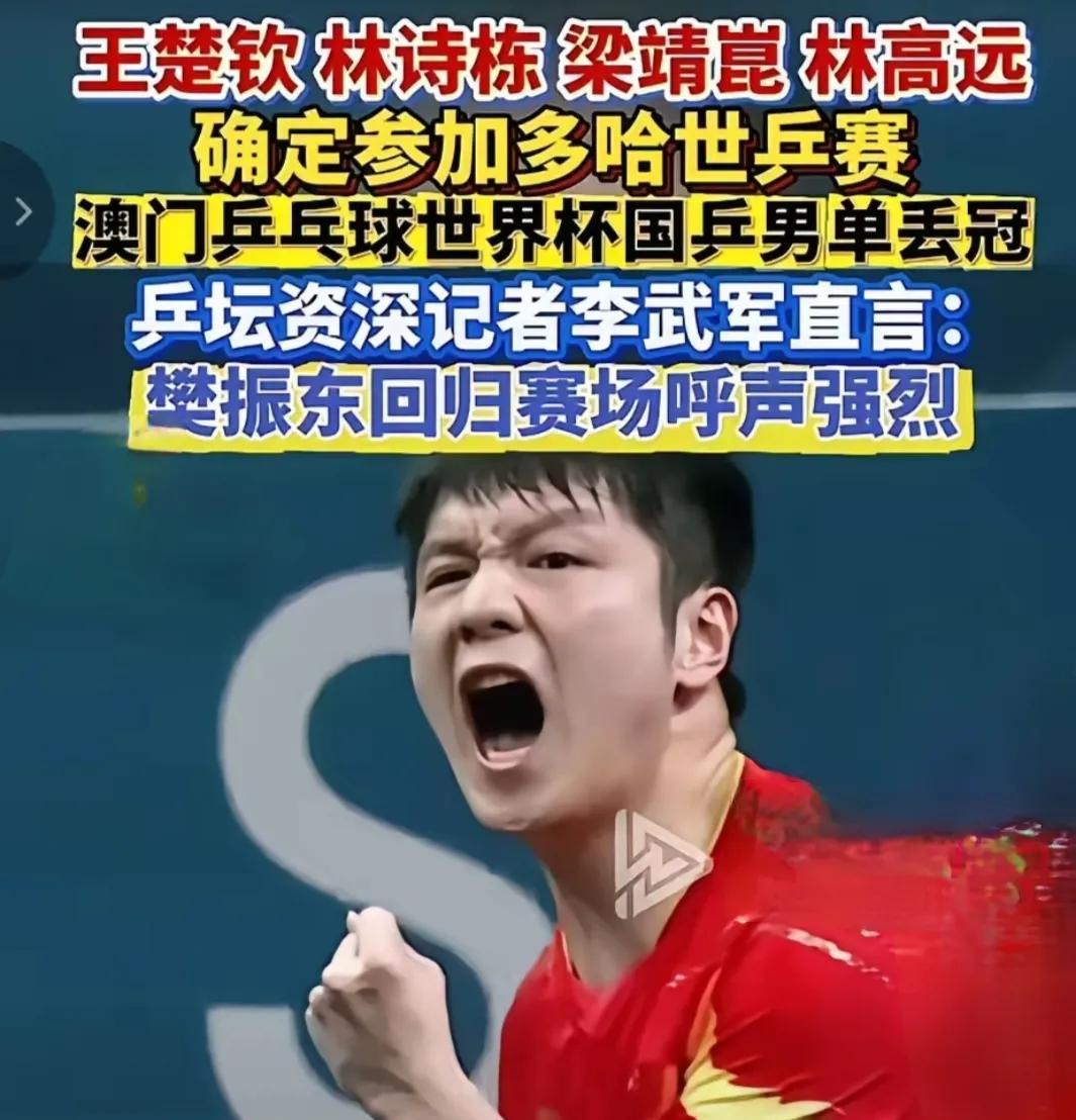 粉丝呼声再高也没用了，樊振东已经确定不参加世乒赛了！
听到这个消息，最头疼的人就