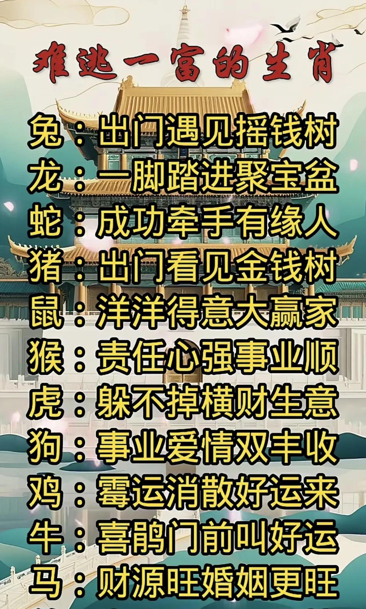 十二生肖的富贵生肖，快来对照你的运势吧！