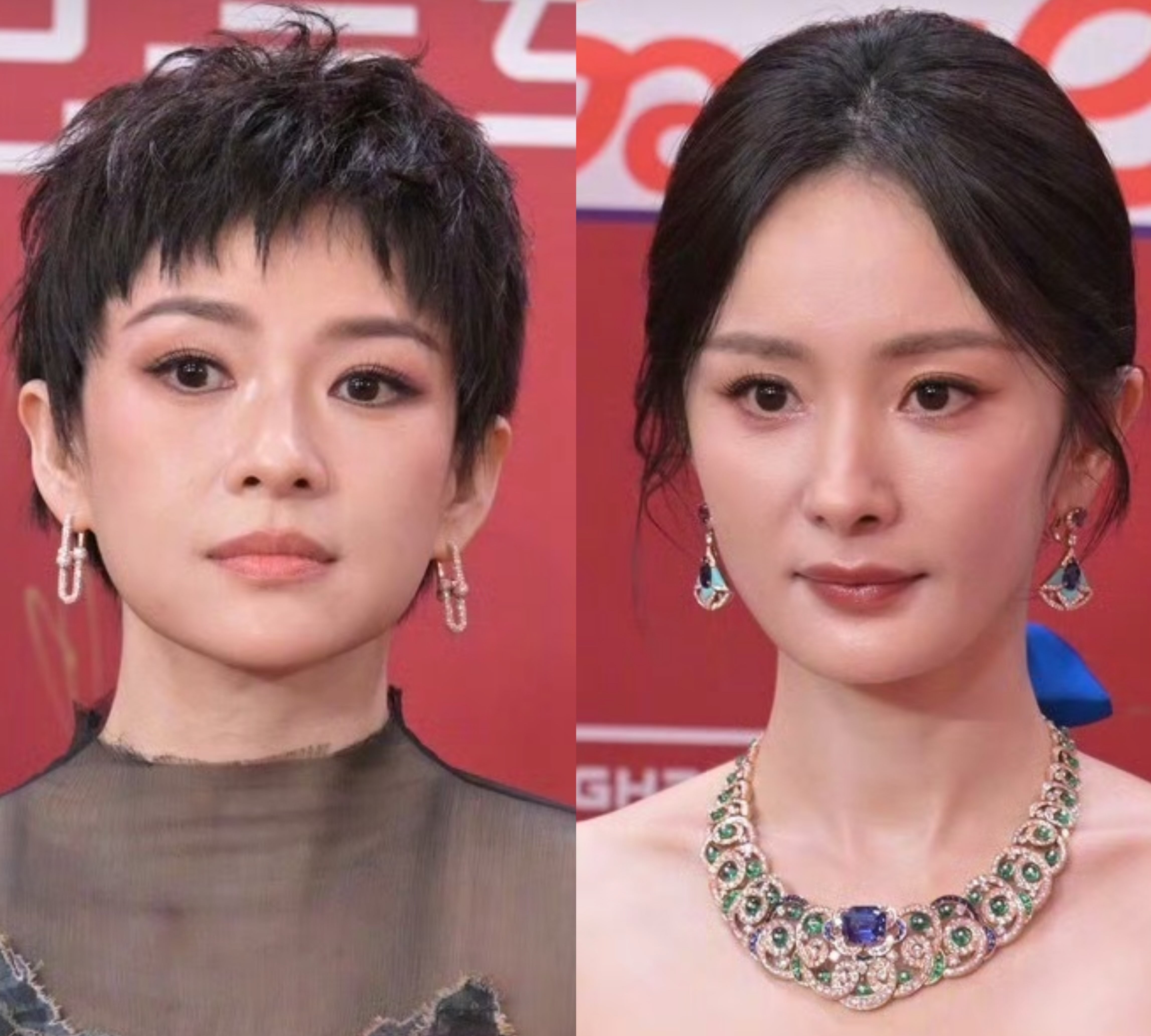 无美颜的生图，单看脸部，章子怡和杨幂绝对看不出来相差8岁，不过再看脖子，年龄的差