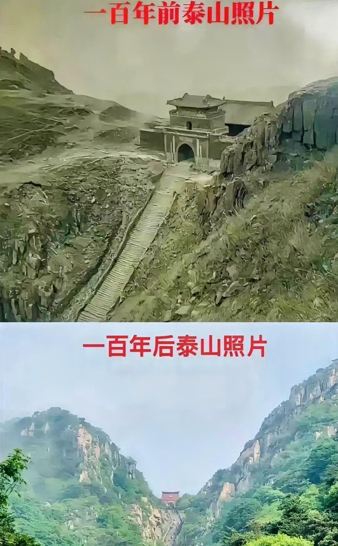 同一个地方，相差竟然这么大。以前人烟稀少，人迹罕至，山却是光秃秃的，破败不堪；现
