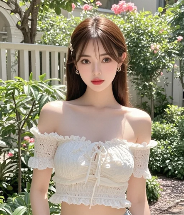 花园里的倩影，藏着心动的秘密
