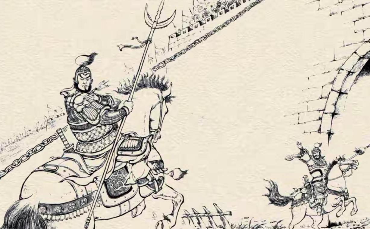 岑彭、姚期、马武、杜茂四人加起来都打不过无敌将梁方，如果不是图中老将及时出手，后
