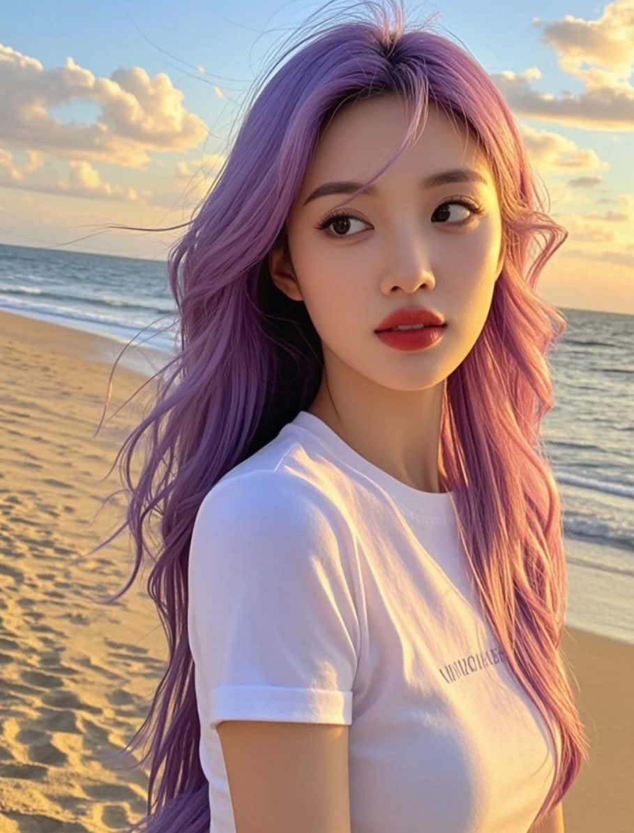 她走过之处，阳光仿佛更亮，亲和笑容与飞扬发丝，尽显巨星的自然魅力