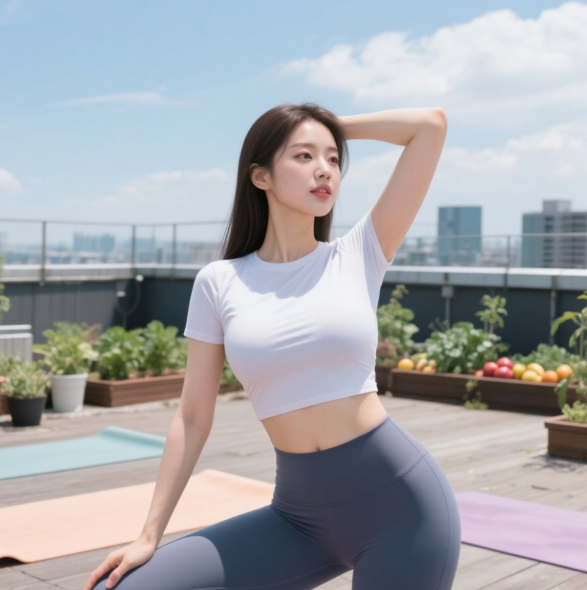 天台娇娘瑜伽秀 柔韧曲线韵无穷