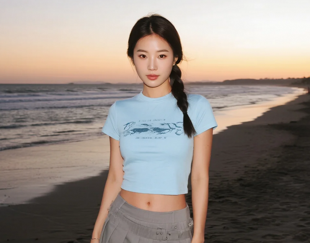 暮色中的她，像海风一样轻柔迷人