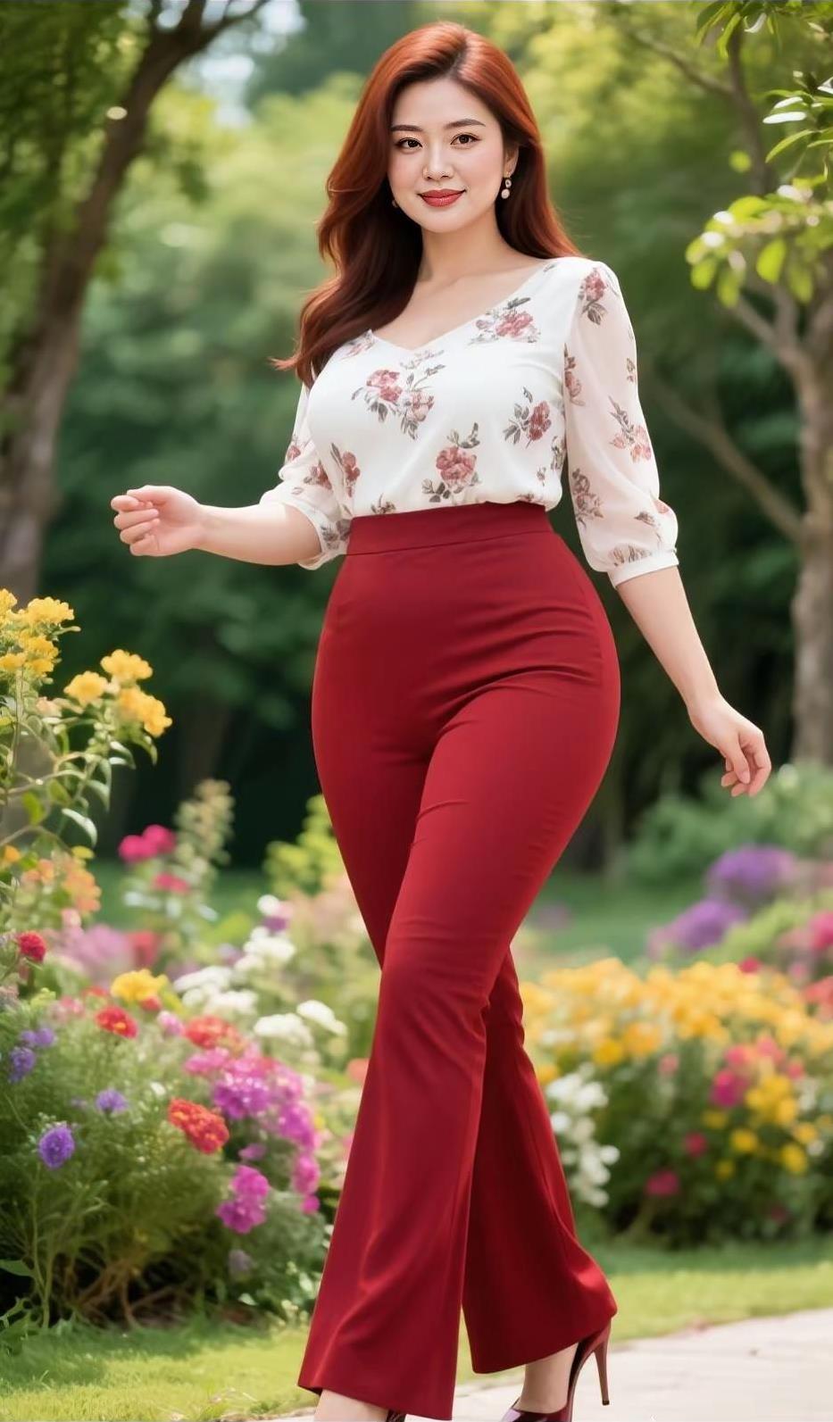 《与百花争妍》
在春的调色盘倾洒间，
我踏入繁花织就的梦幻。
碎花上衣，是微风偷