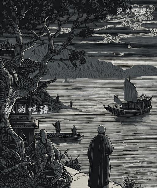 禅师日常：
禅师在河边等渡船，一个书生捉弄他：大师修行之人，为什么还要跟我们一样