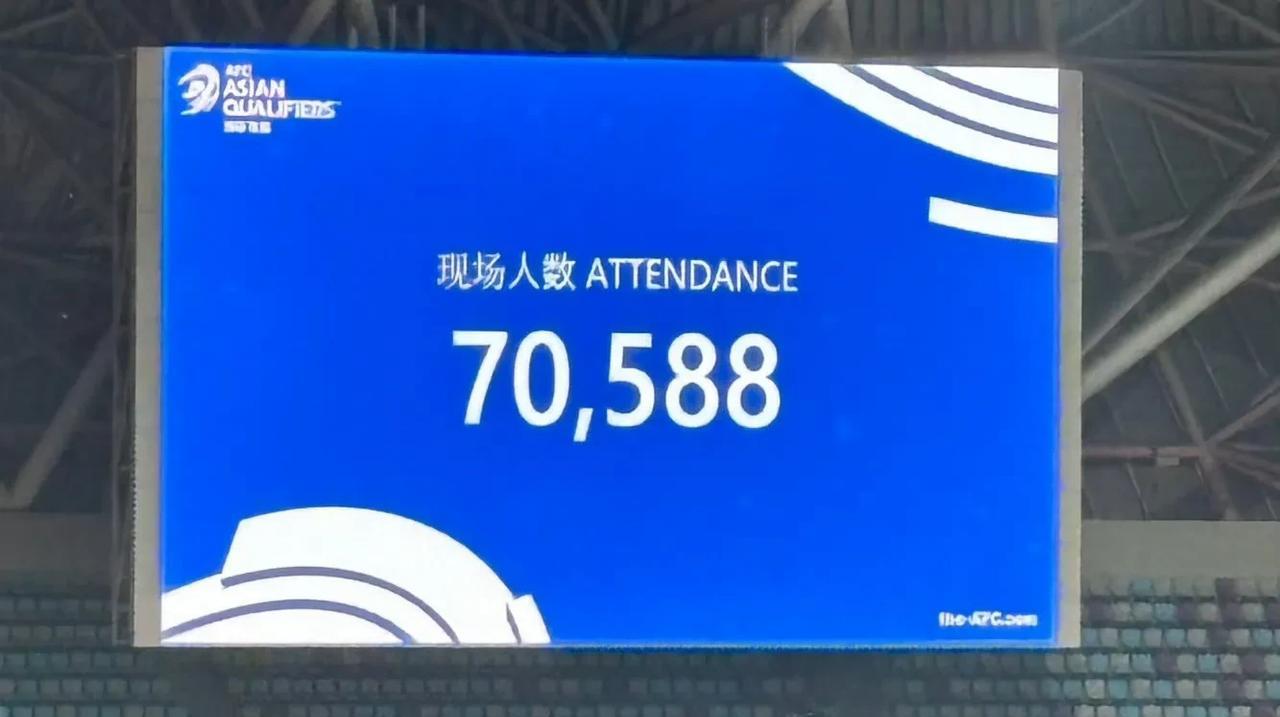 70588的现场球迷数量，值得纪念，也许接下来的几年甚至十几年都打破不了这个纪录